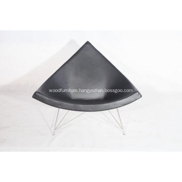 coconut leather lounge chair in black aniline leather